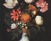 Tulips, Roses, a Pink and White Carnation - 安布罗修斯·博斯查尔特